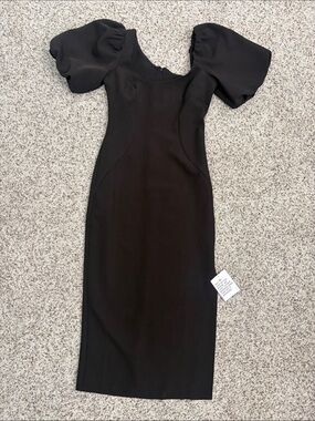 Black Puff-Sleeve Dress - Classic Silhouette